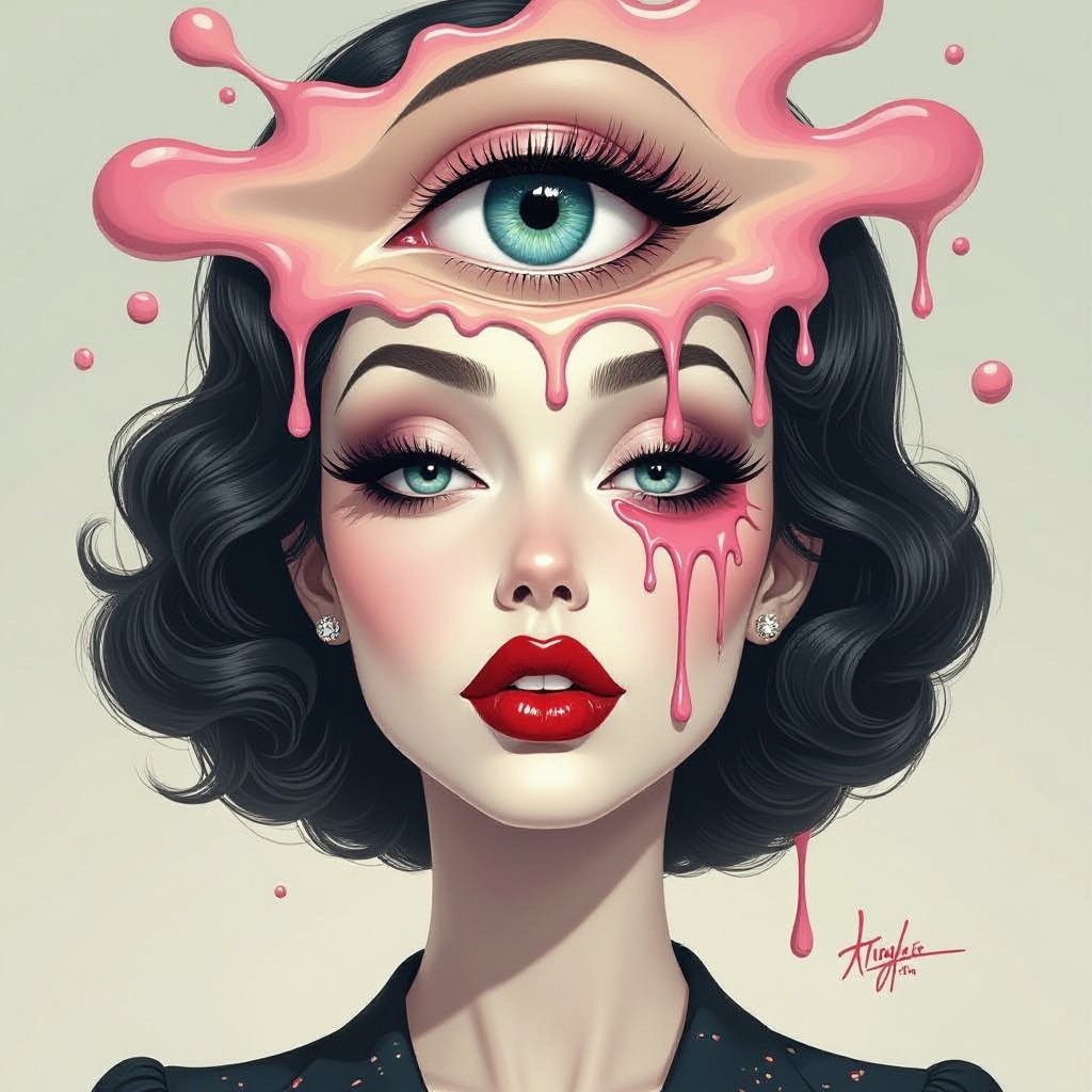 Create a character lady who has attitude but is funny looking and loves lipgloss 