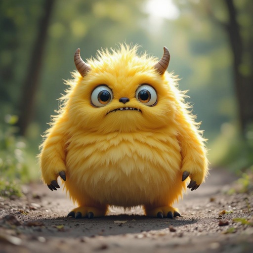 Create a fat puffy yellow funny looking monster
