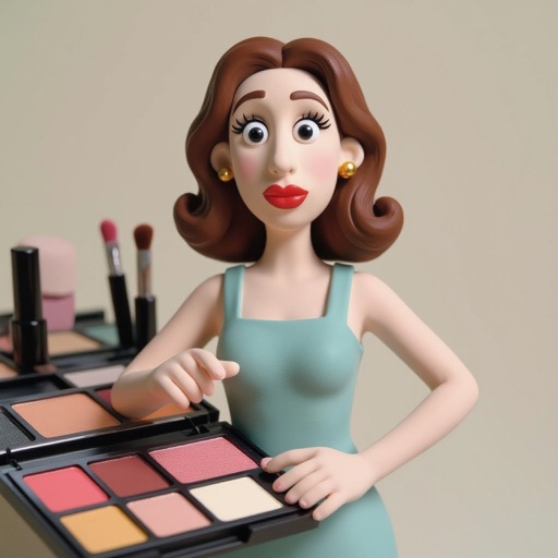 Create a weird looking character showing there whole body head to toe, a lady who will has attitude but is funny looking and loves lipgloss 
