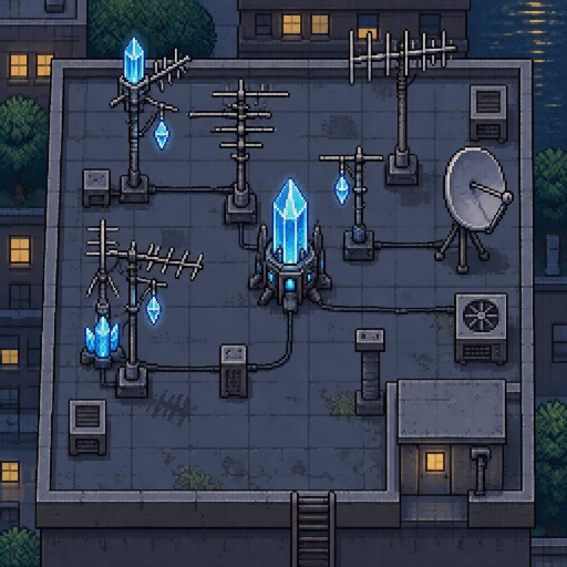  Television antennas mixed with magical crystals, top down style