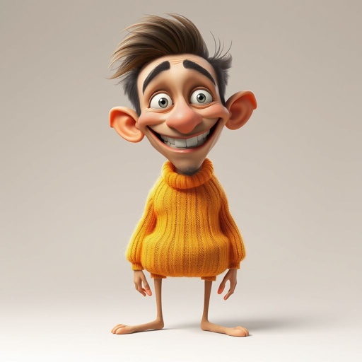 Create a funny looking man with very skinny legs