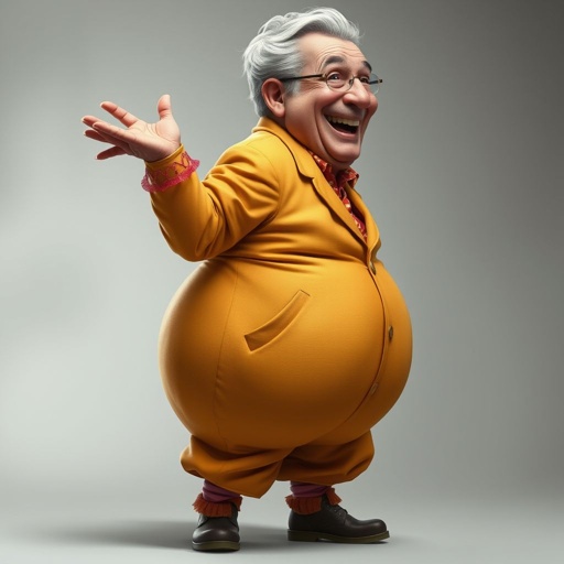 Create a funny looking man with slightly big buttock through pants called pamper butt