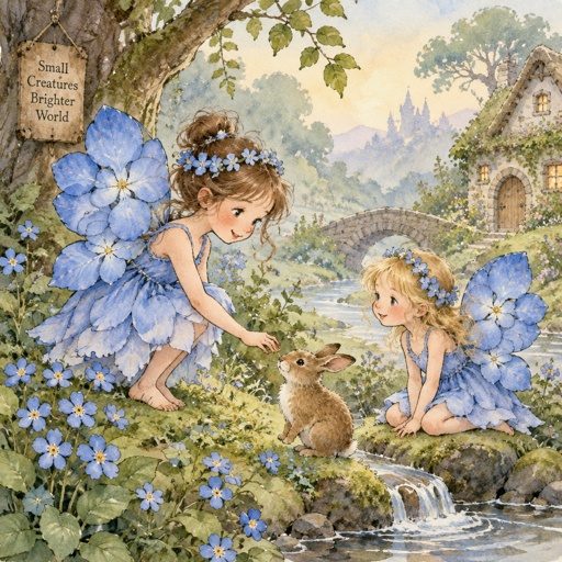 Feen mit Flügeln aus Blauen Bumen