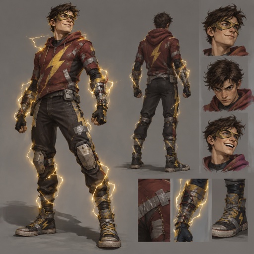 Male Superhero with lightning, homemade costume