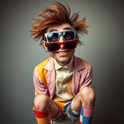 Create a funny looking man with very skinny legs