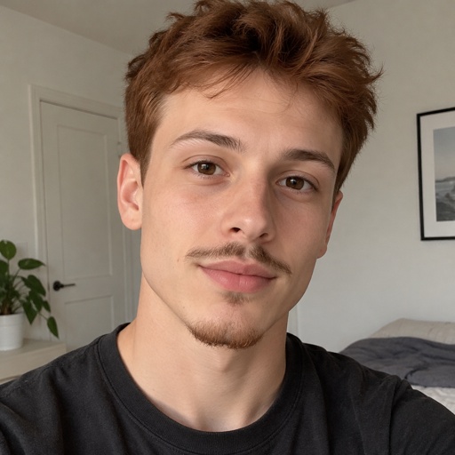 Petit Goatee Beard Pencil Mustache Teen Boy Brownish Red Beige Hair 