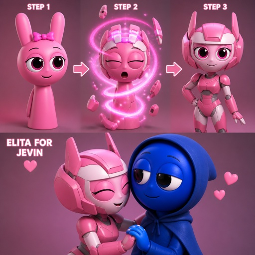 Pinki from Sprunki turning into Elita one for Jevin from Sprunki for the first time 