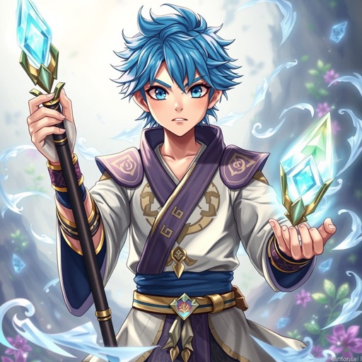 Ragazzo giovane di 14 anni. Occhi azzurri, capelli Blue, bello e affascinante. E un guerriero di arti marziali e conosce la magia della creazione o detta anche magia del null