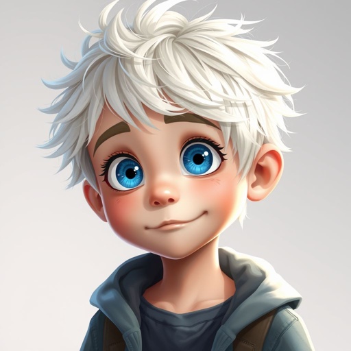 Big blue eyes Boy White blonde hair