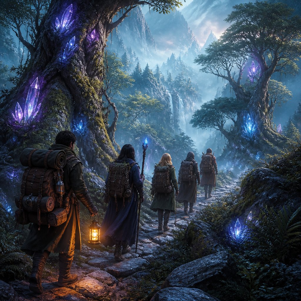 5 Hiker’s on a mountain in the woods