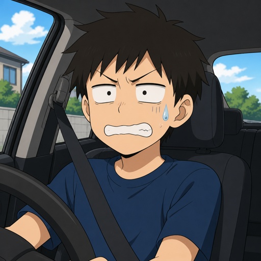 Teen boy pooping in car