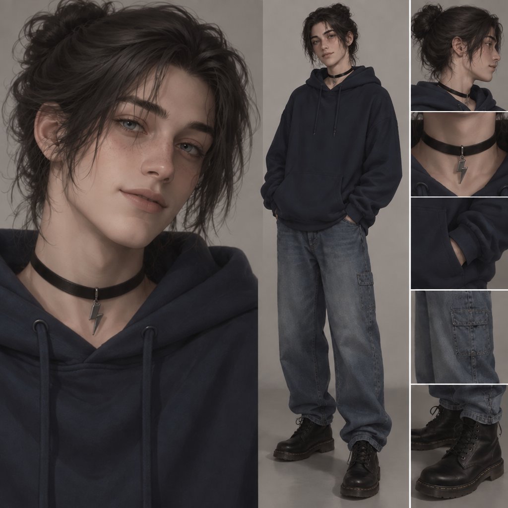 a woman wearing a black hoodie and jeans
