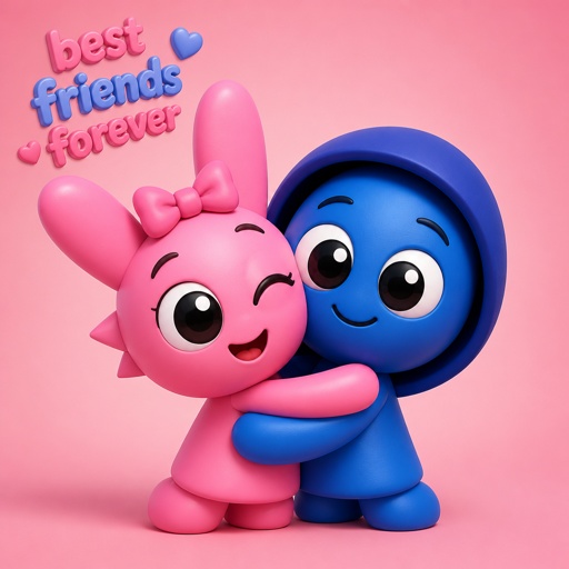 Pinki from Sprunki and Jevin from Sprunki hugging each other as Sprunklings with the words best friends forever in the corner 