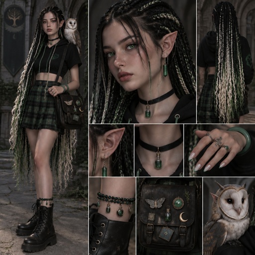a collage of photos of a woman with long hair