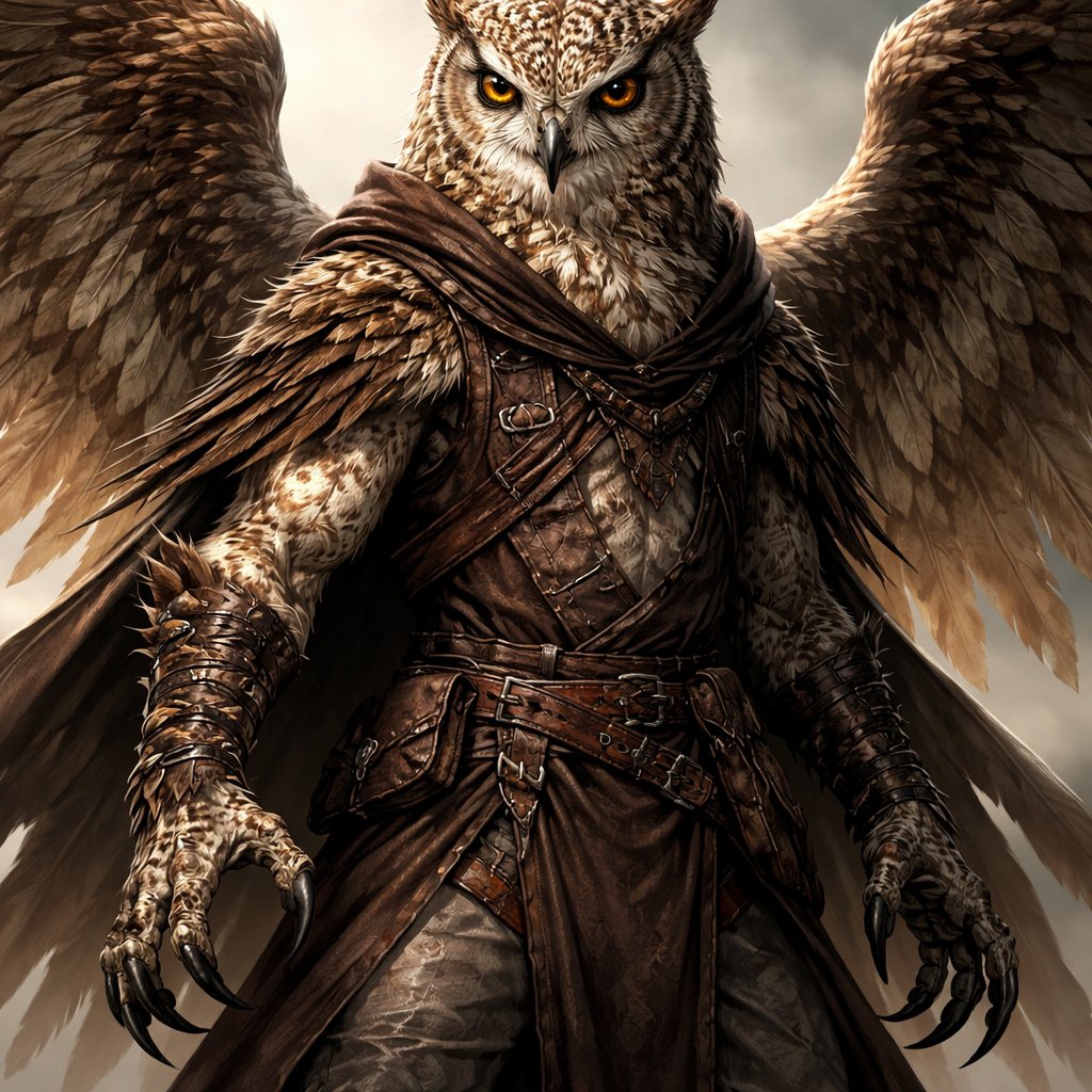 Owl mixed with a human