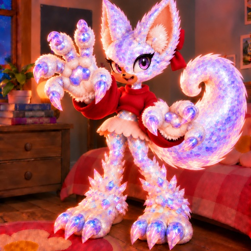 a lighted figure of a cat is on a bed