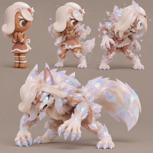 Ginger from Dandy’s world turning into a Opalite Werewolf 