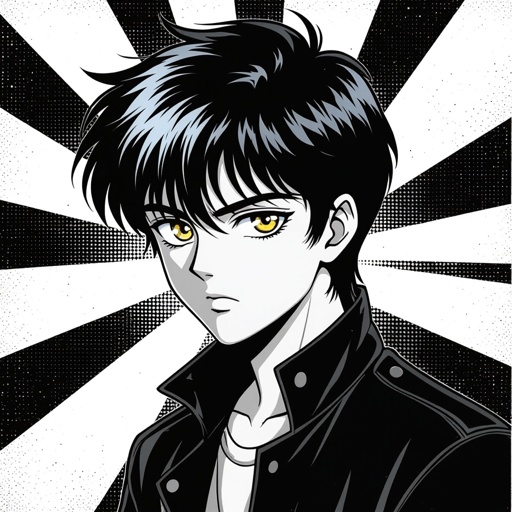 Black and silver hair boy with silver/goldish eyes and mysterious who no one understand 