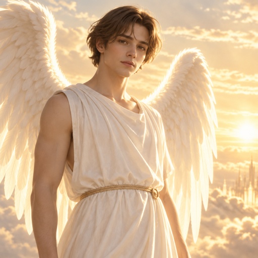 Brown Short Bob Hair Male Angel 