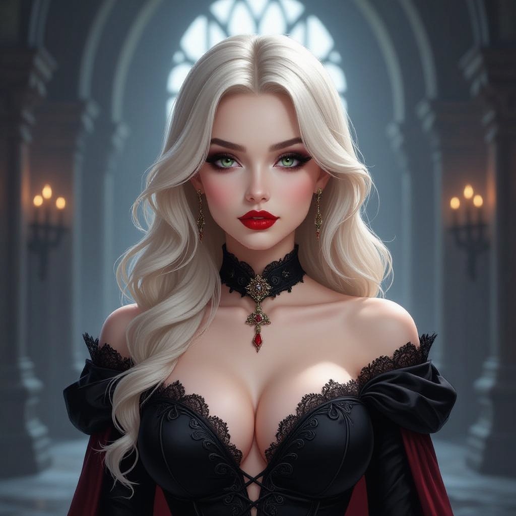 A blonde female vampire with big boobs 