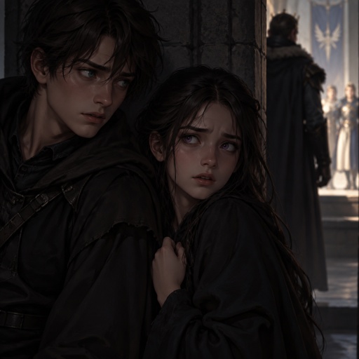 Villain twins that secretly want to join the hero’s but their father is the villain, the twins have dark hair and one has teal eyes and one has purple eyes one is a boy one is a girl. 