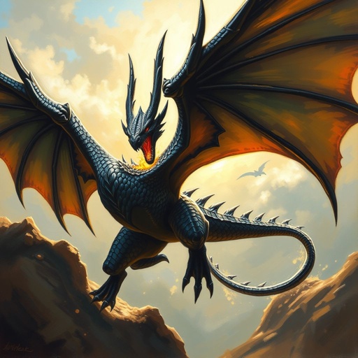 Big black wyvern about to fire