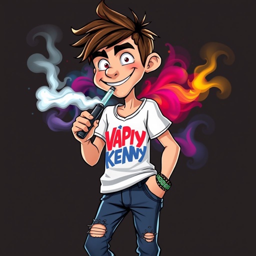 Create a funny cocky character named vaping Kenny