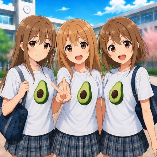 a group of three girls standing next to each other
