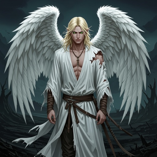 Green eyed blond hair male fallen angel