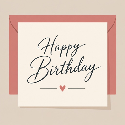 Small note that says happy birthday in an elegant script