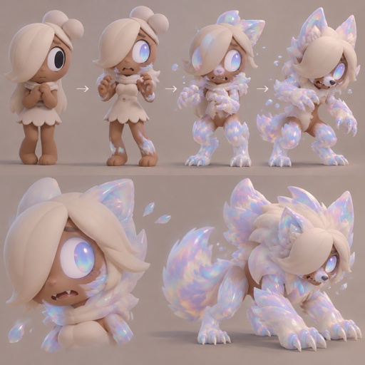 Ginger from Dandys world turning into a Opalite Werewolf 