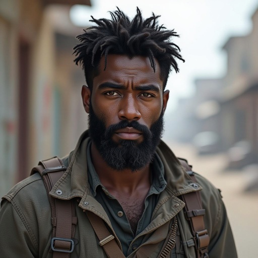 A African American man in his late twenties with black hair and black beard
