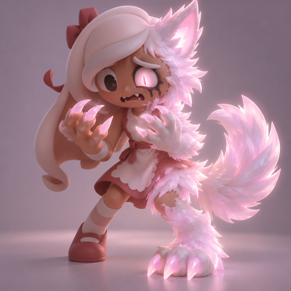Ginger from Dandy’s world turning into a Opalite Werewolf