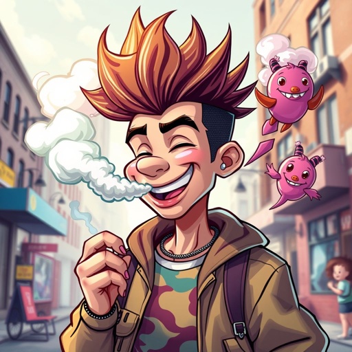Create a funny cocky character named vaping Kenny