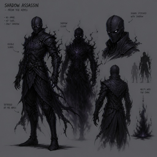 shadow assassin, shadow of the abyss, based on noob saibot, shadow clone