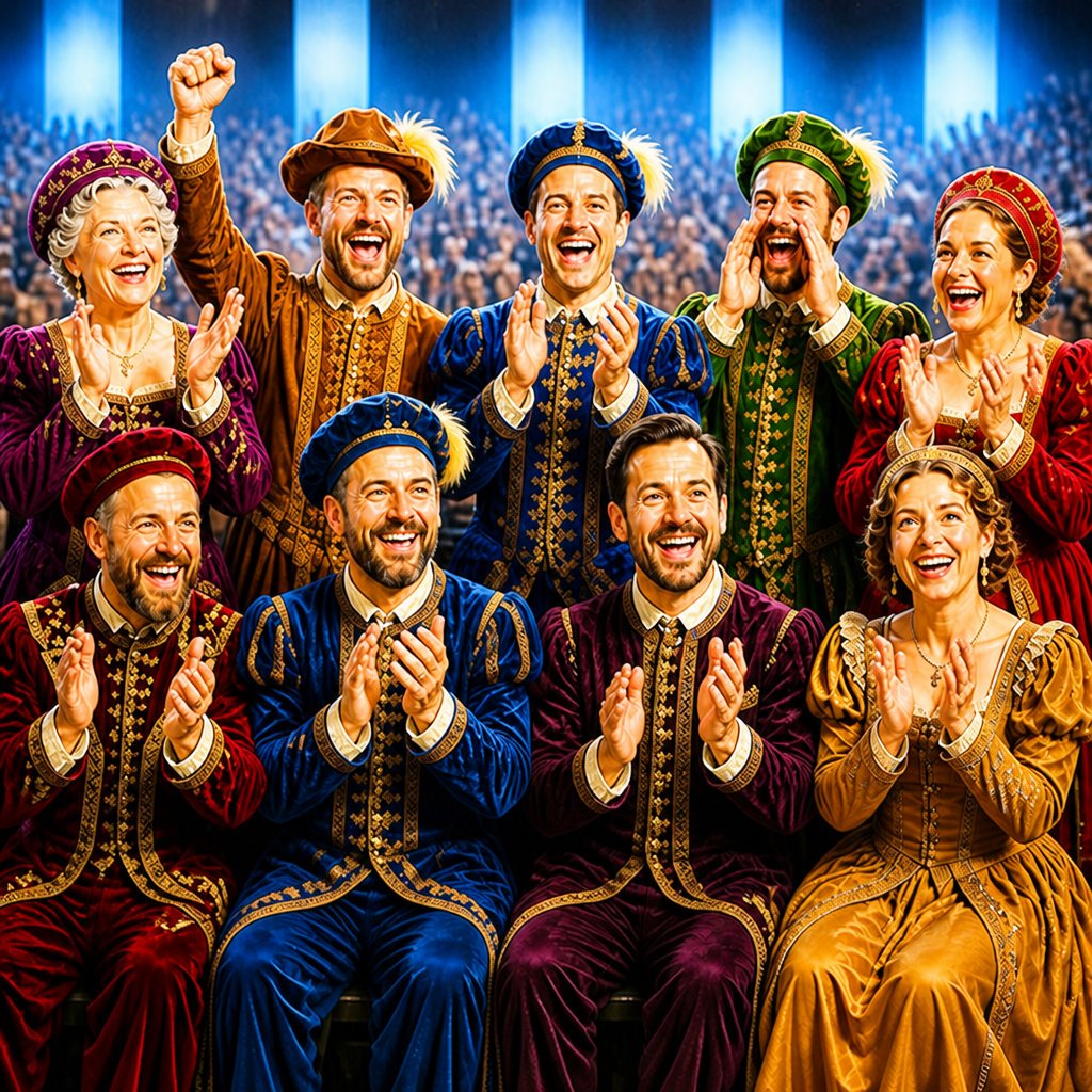 a group of people sitting next to each other in front of a crowd