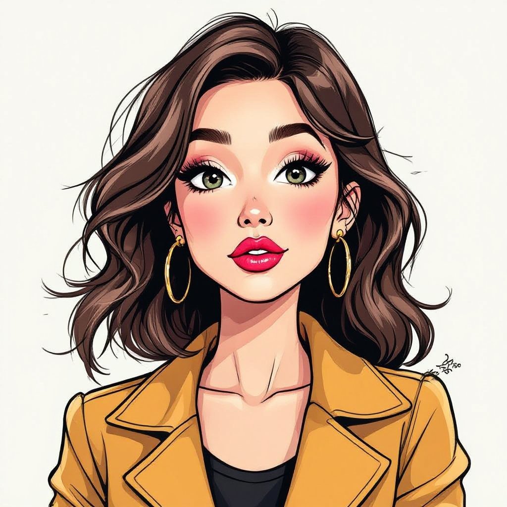 Create a character lady who has attitude but is funny looking but about fashion and loves lipgloss
