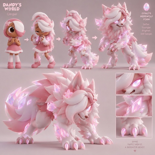 Ginger from Dandy’s world turning into a Opalite Werewolf 