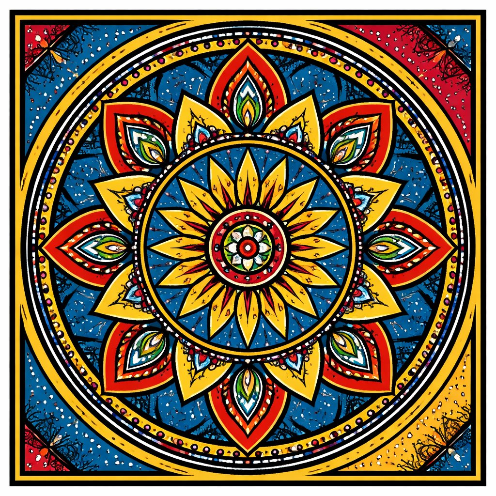 No caricature no speech bubbles a circular Mandala in a square frame