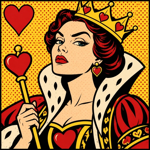 Queen of hearts with a crooked crown