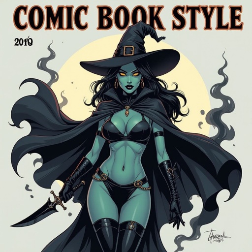 sexy shadow demon witch gypsy slate grey skin large black billowing cloak that emits darkness and shadow smoke. Two piece. Witches Hat.  Wields Black Evil Shadow Smoke Daggers