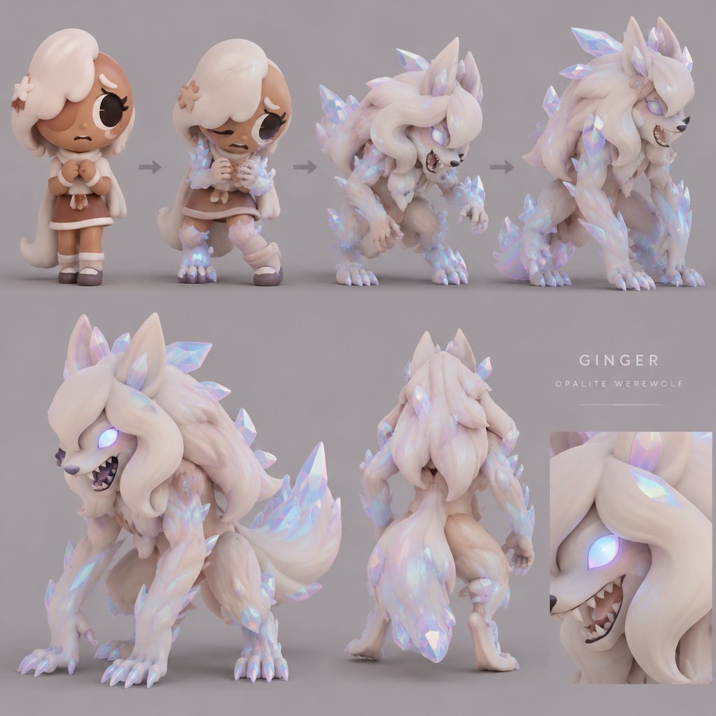 Ginger from Dandy’s world turning into a Opalite Werewolf