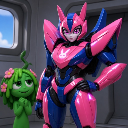 Vineria from Sprunki watching Pinki from Sprunki as Elita One merged with Jevin from Sprunki upgrading the twos shared armour to be more powerful and more durable 