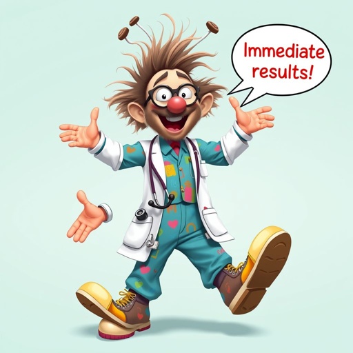create a funny looking doctor, named doctor p Pom. Who is funny looking from head to toe. And he always says immediately results to surgery for anything even small things. So please be sure to show his whole outfit head to toe.