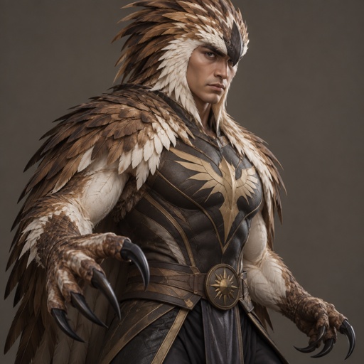 He is a Philippine eagle turned in a man superhero, he had the look of a Philippine eagle, feathers, his hands are razor sharp eagle claws, 