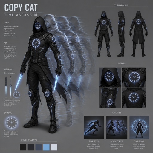 assassin name copy cat, time power