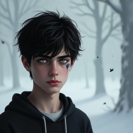 Telekinetic and dark manipulation powers boy teenager 17 years old dark and mysterious and quite with bad past with Heterochromia eyes