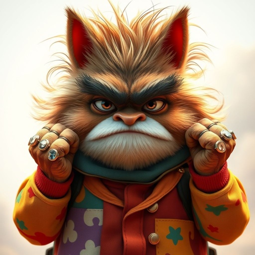 Create a funny angry character, from head to toe.