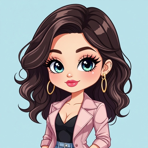 Create a character lady who is funny looking but about fashion and loves lipgloss