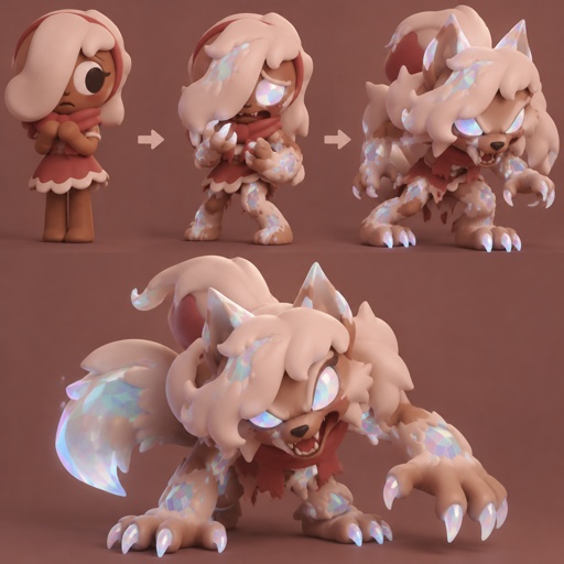 Ginger from Dandys world turning into a Opalite werewolf 